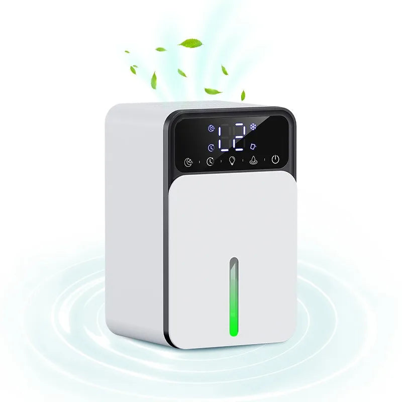 Quiet home dehumidifier and air dryer for damp and odour control in a bedroom or office