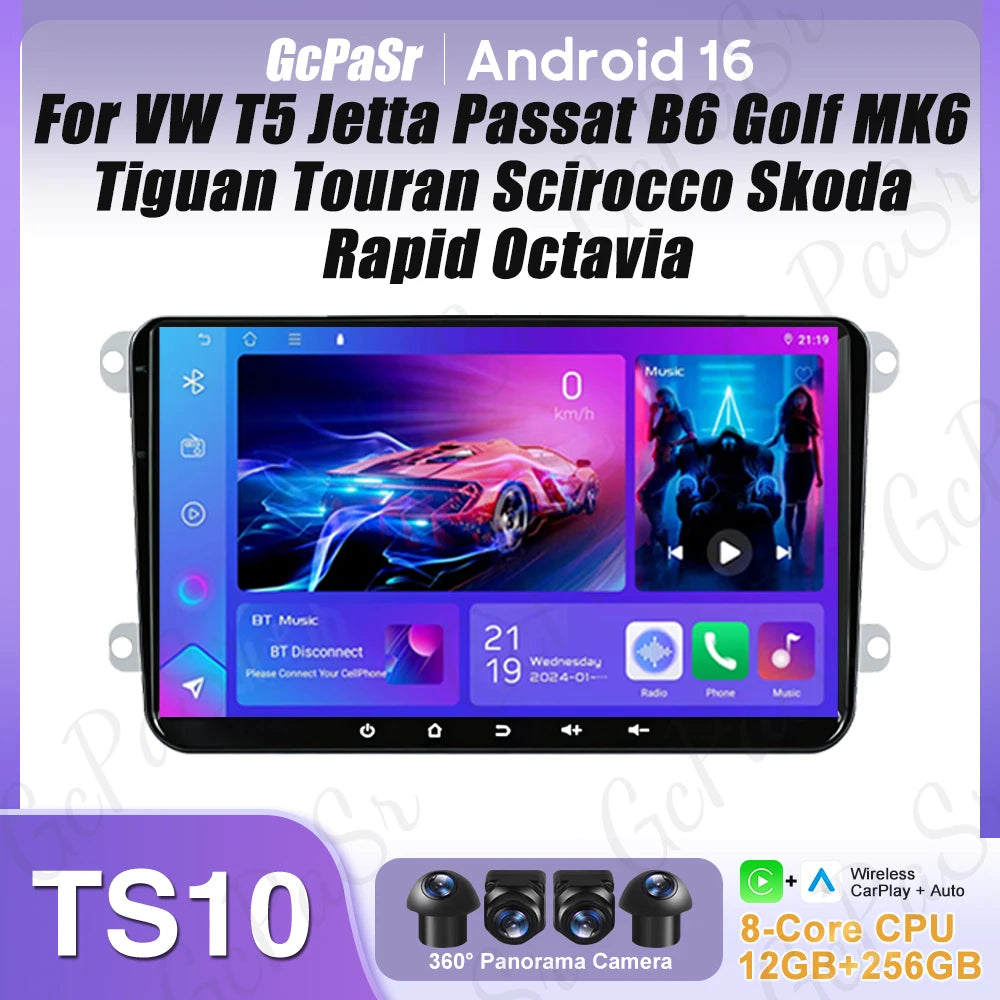 VW 9-Inch Android Car Radio with GPS, CarPlay & Bluetooth