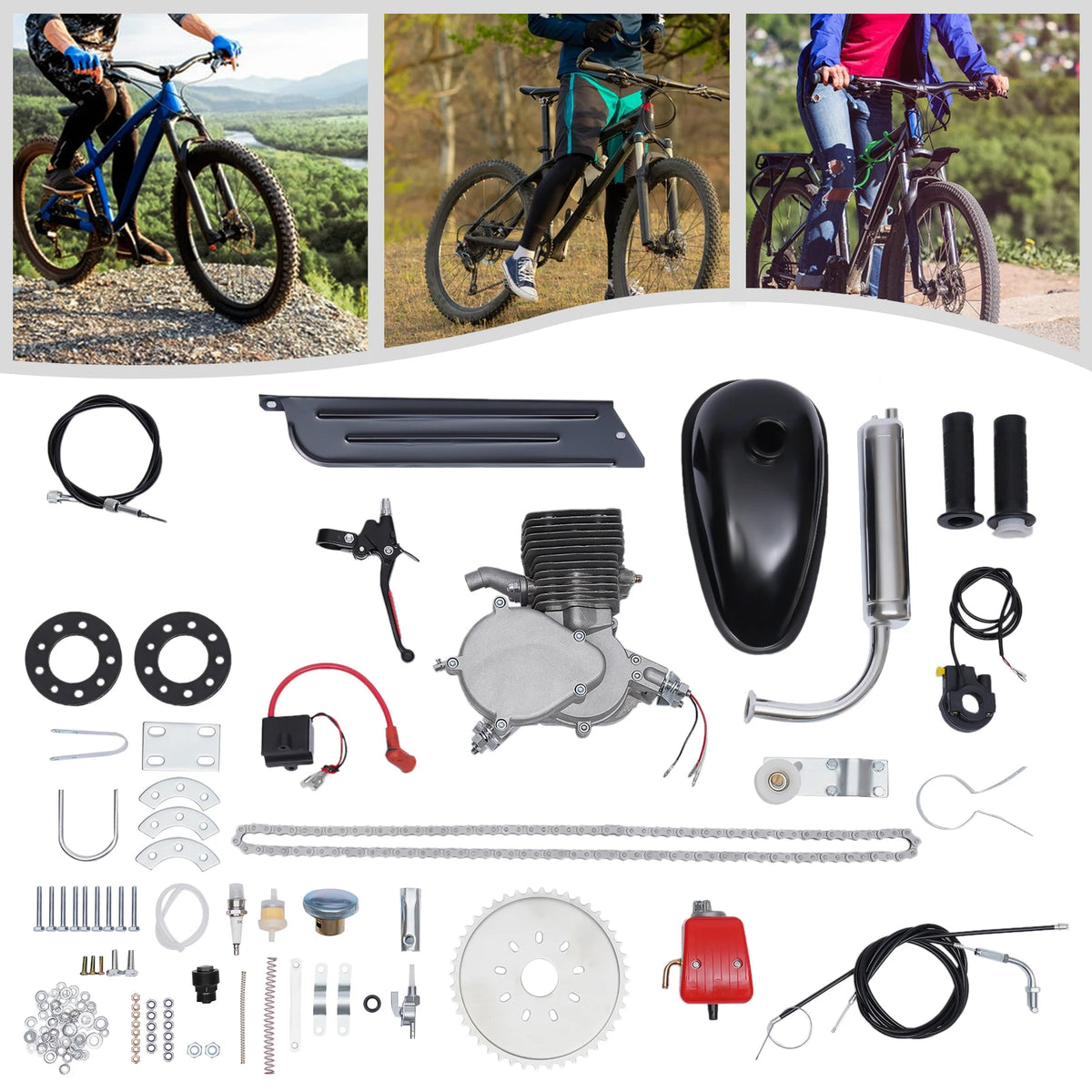 36/44 Tooth 100cc 2-Stroke Gas Engine Kit for Bicycles