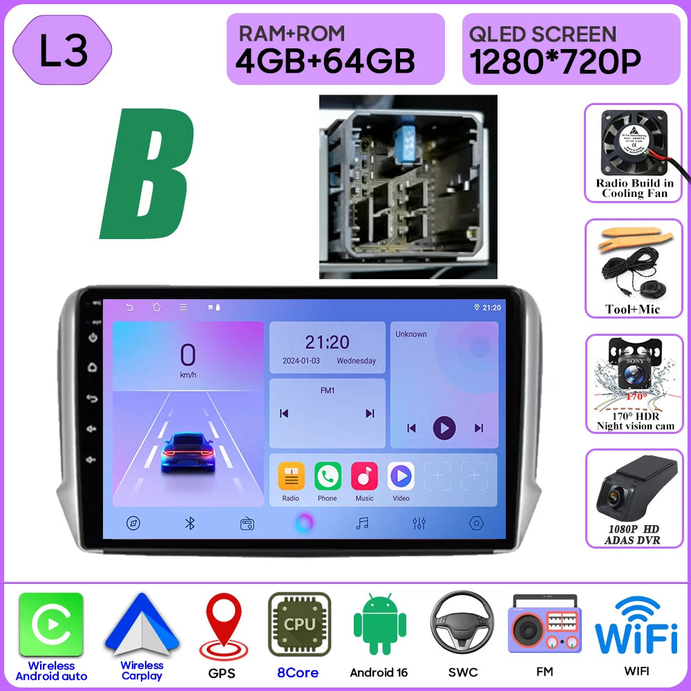 Peugeot 2008/208 10" Android 16 GPS Navigation Stereo (2012-2018) - image 15