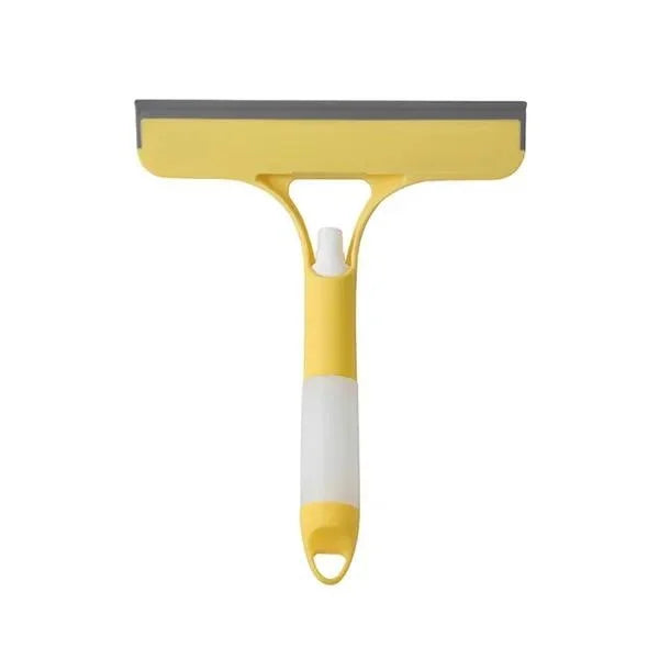 Multi-Function Window Cleaning Brush with Sprayer & Rubber Squeegee