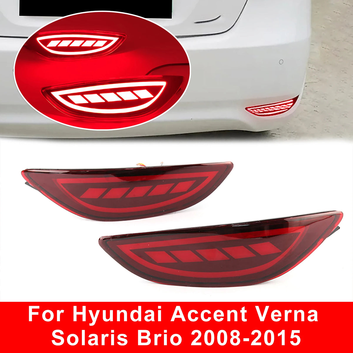 LED Rear Bumper Reflector Lights for Hyundai Accent 2008-2015 - image 8
