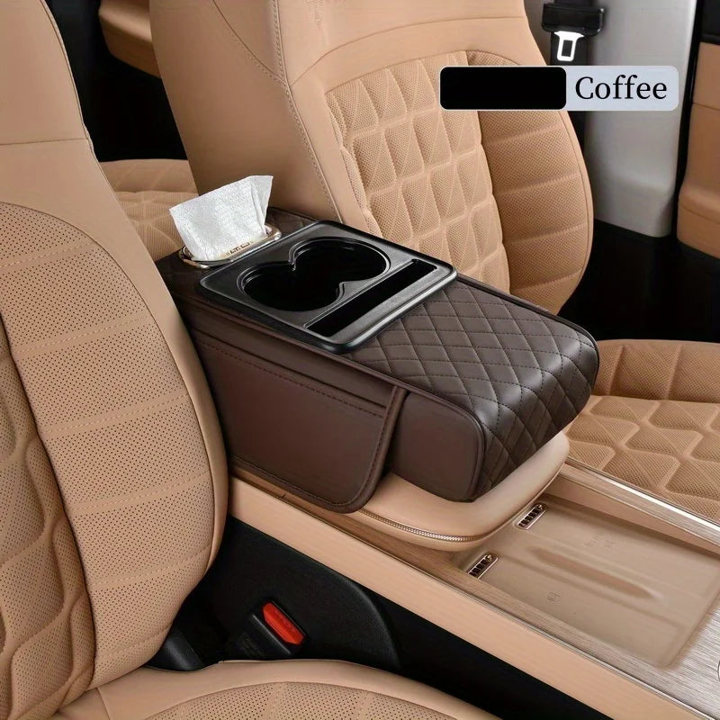 Car Center Console Cover, Leather Armrest Cover for Car, Universal Middle Console Cushion