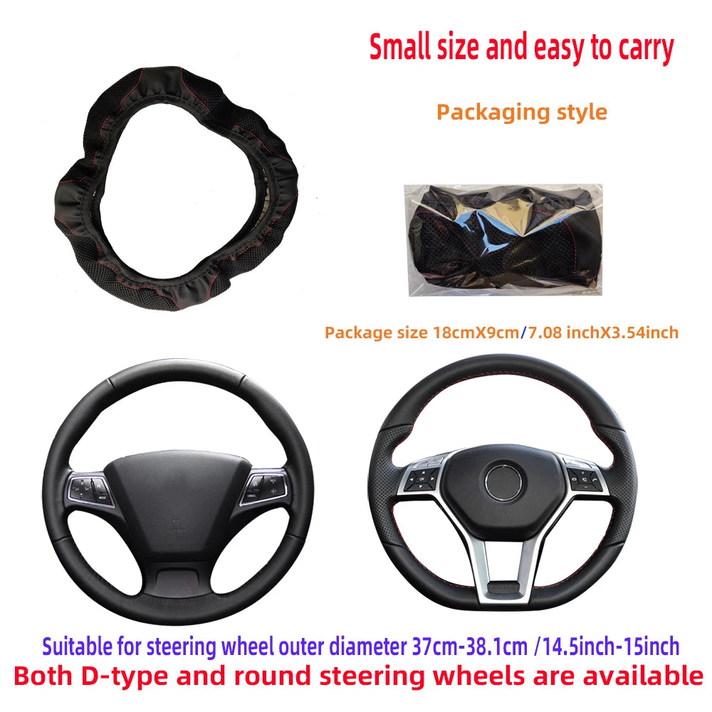 Breathable Mesh Stretch Steering Wheel Cover, 14.5-15 Inch