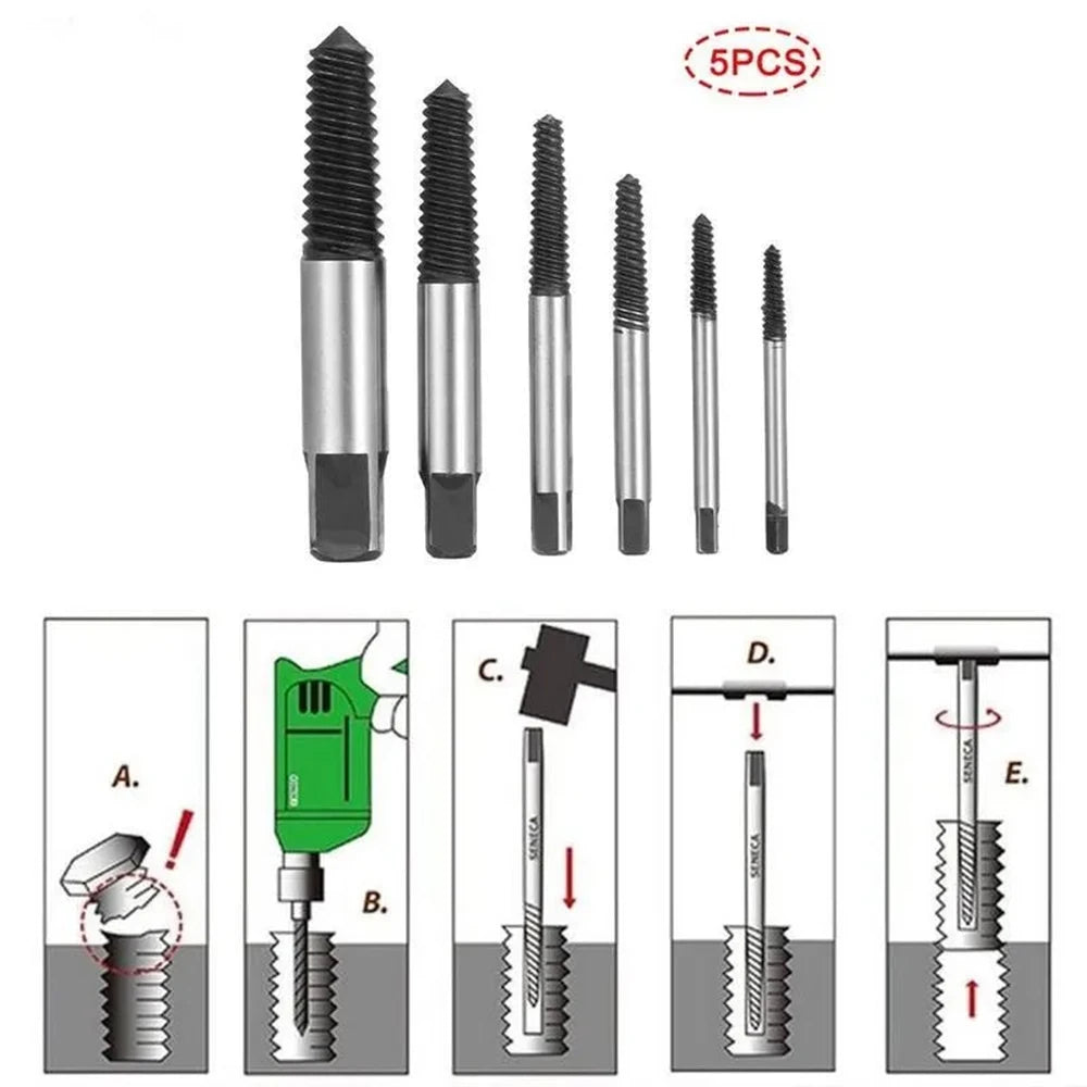 Screw Extractor Set 5/6pc – Damaged Bolt Remover, Alloy Steel - image 5