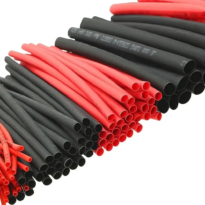 127PCS Black Red Heat Shrink Tubing 2:1 Polyolefin Car Cable Sleeving Wire Kit