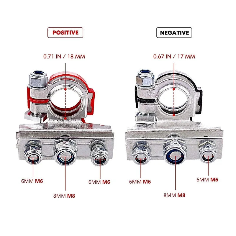 12V/24V Top Post Battery Terminal Connectors, Pair