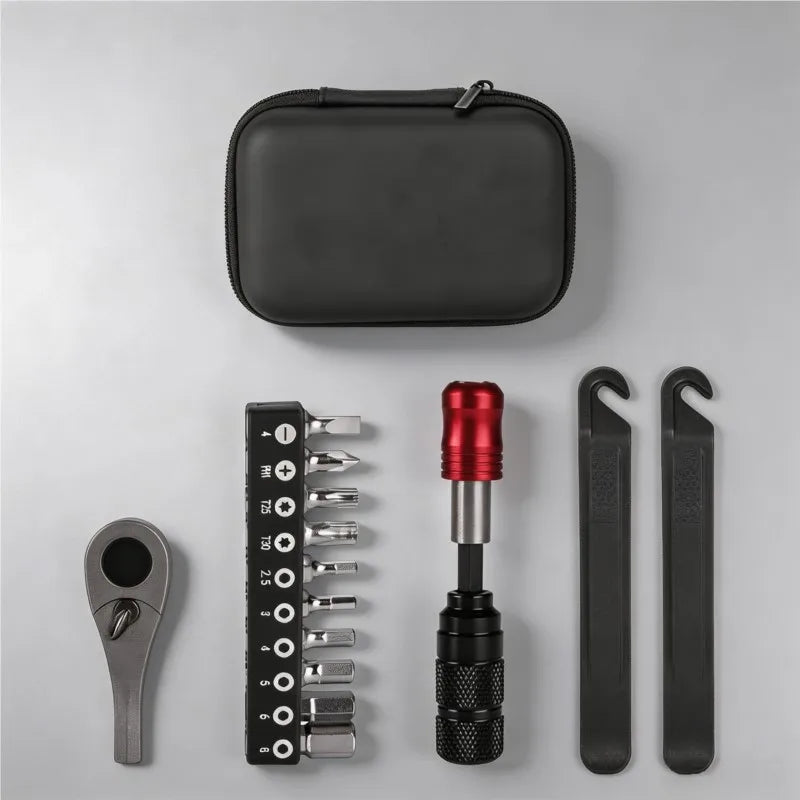 Bicycle Bike Repair Tool Kit Ratchet Torque Wrench Pedal Tool Tire Levers Mini Bike Pump Portable Cycling Maintenance Tools Set