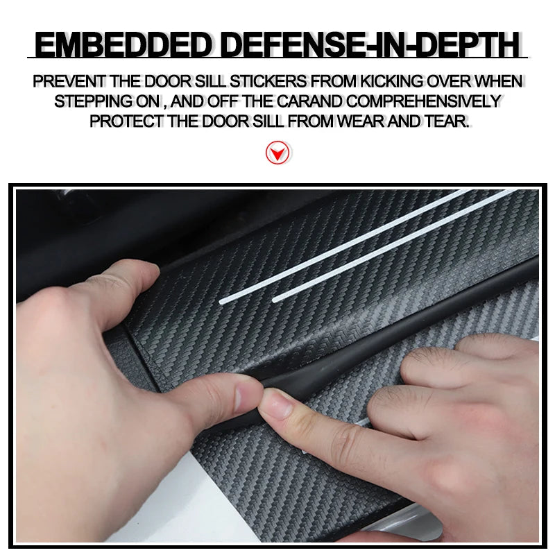 Carbon Fiber Texture Door Sill Sticker Set for Nissan Qashqai and X-Trail