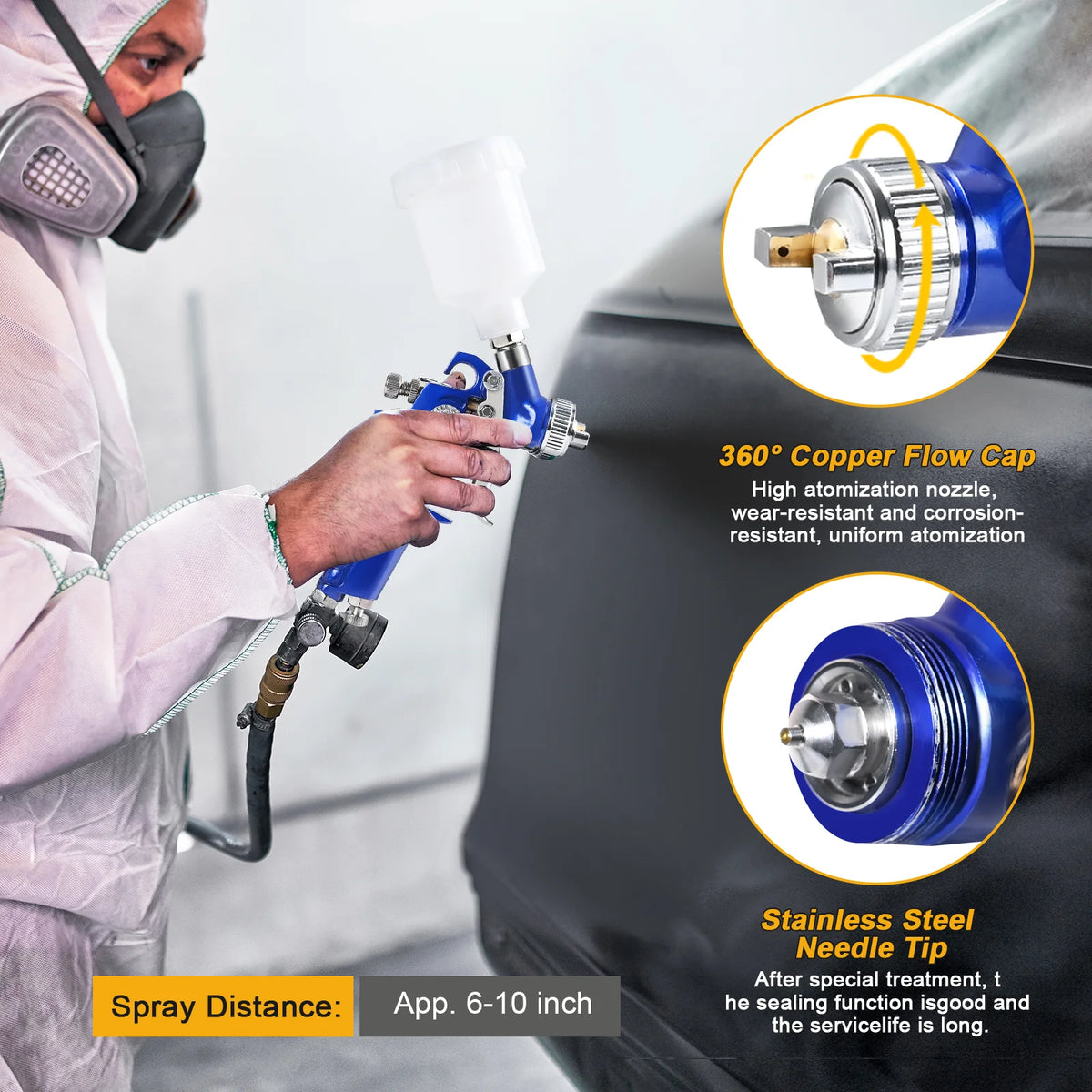 Mini Air Paint Spray Gun H-2000A Professional HVLP Mini Paint Spray Gun 0.8/1.0mm Nozzle F Painting Car Aerograph Pneumatic Gun