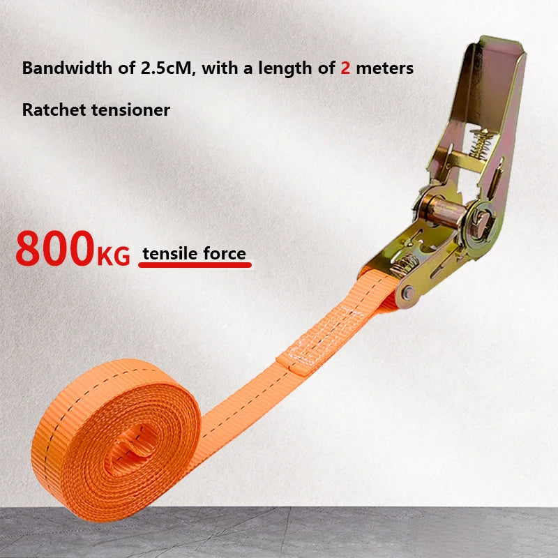 Heavy-Duty Ratchet Tie-Down Straps Adjustable with Metal Hooks for Front Loads
