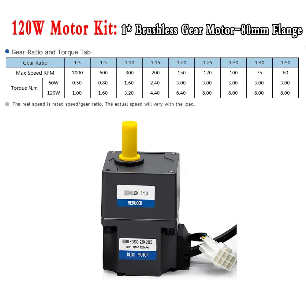 Brushless DC/AC Gear Motor 60W or 120W with Digital Speed Controller - view 9