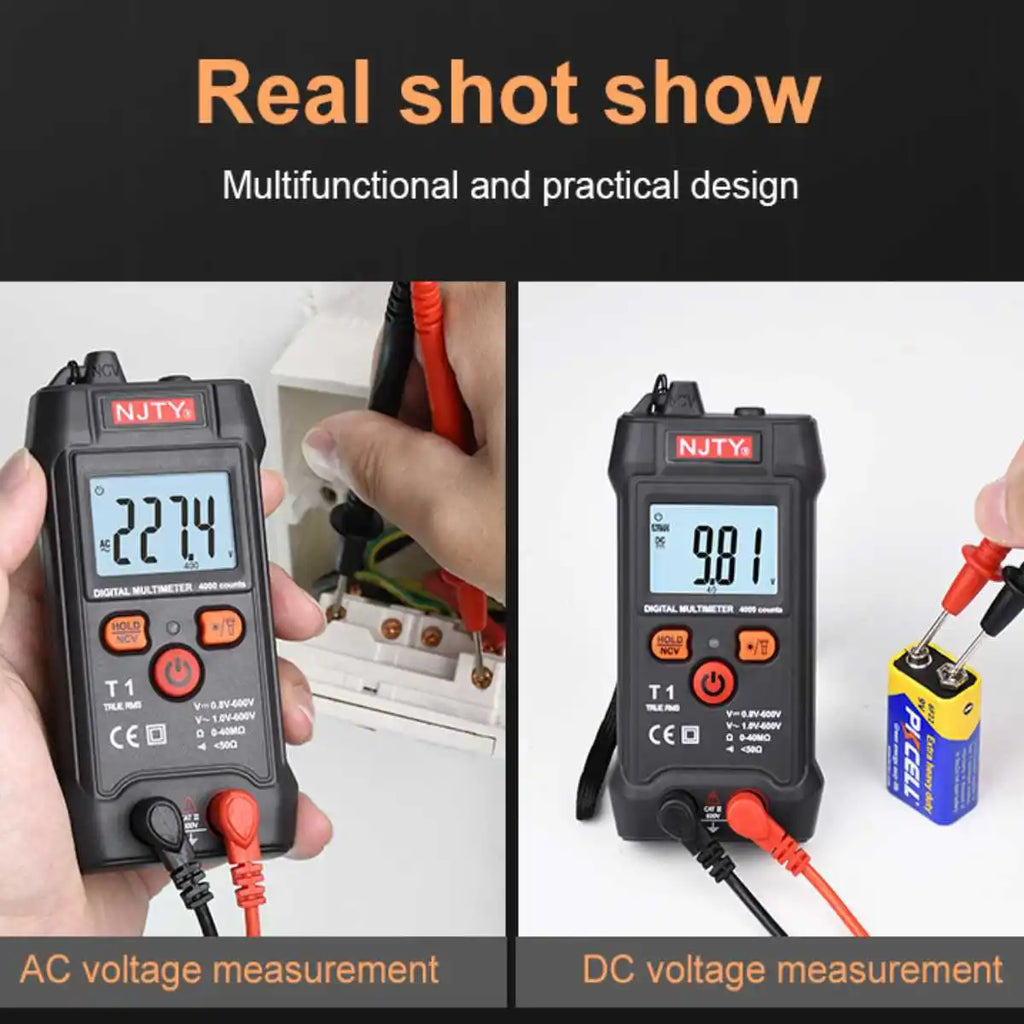 Smart Mini Digital Multimeter Tester RMS 4000 Counts Voltmeter Automatic Range Test Voltage Continuity Resistance NCV Household