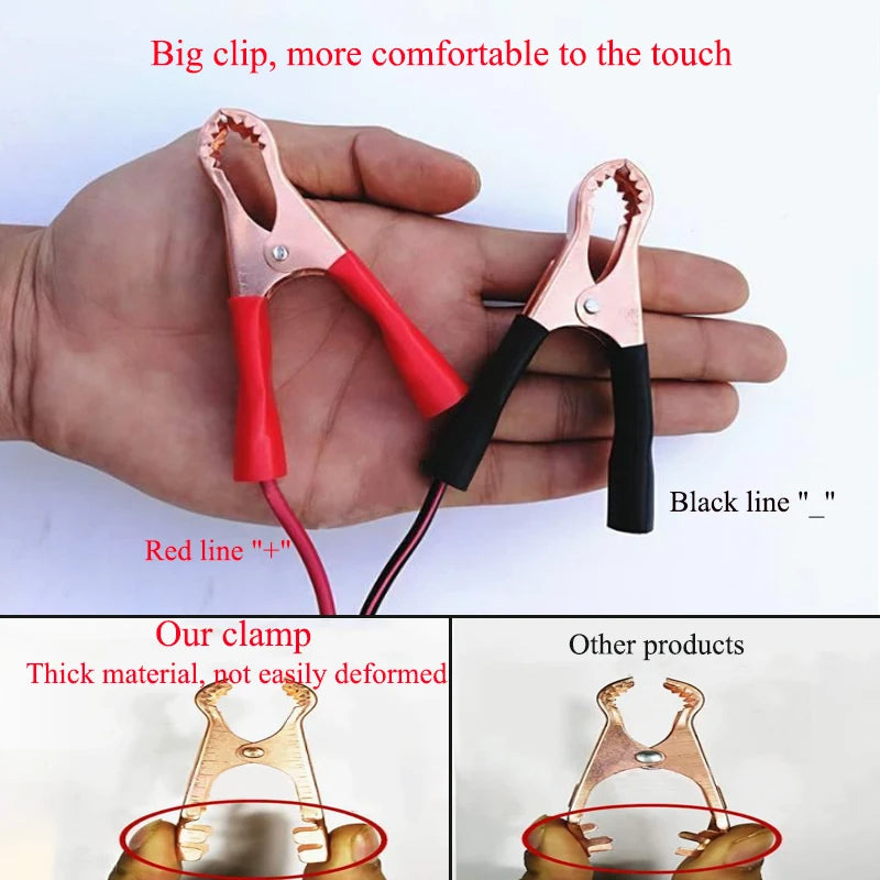 12V Battery Clamp to Cigarette Lighter Socket Adapter, 0.35-5m