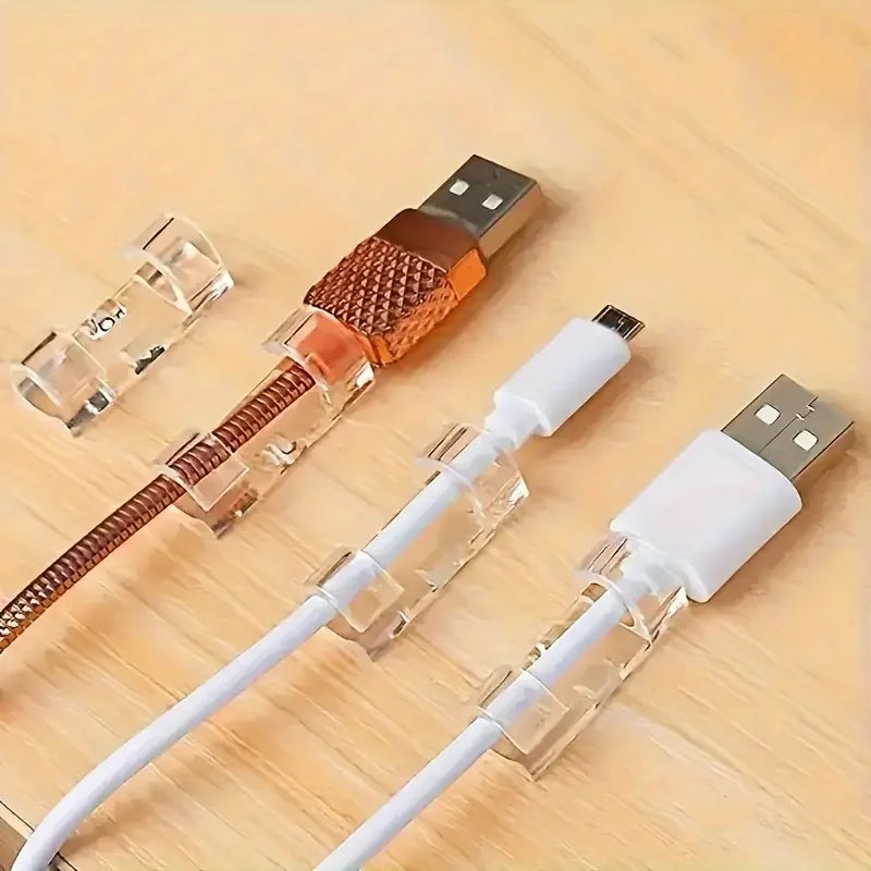 Clear Plastic Cable Clips – Adhesive Cord Holders