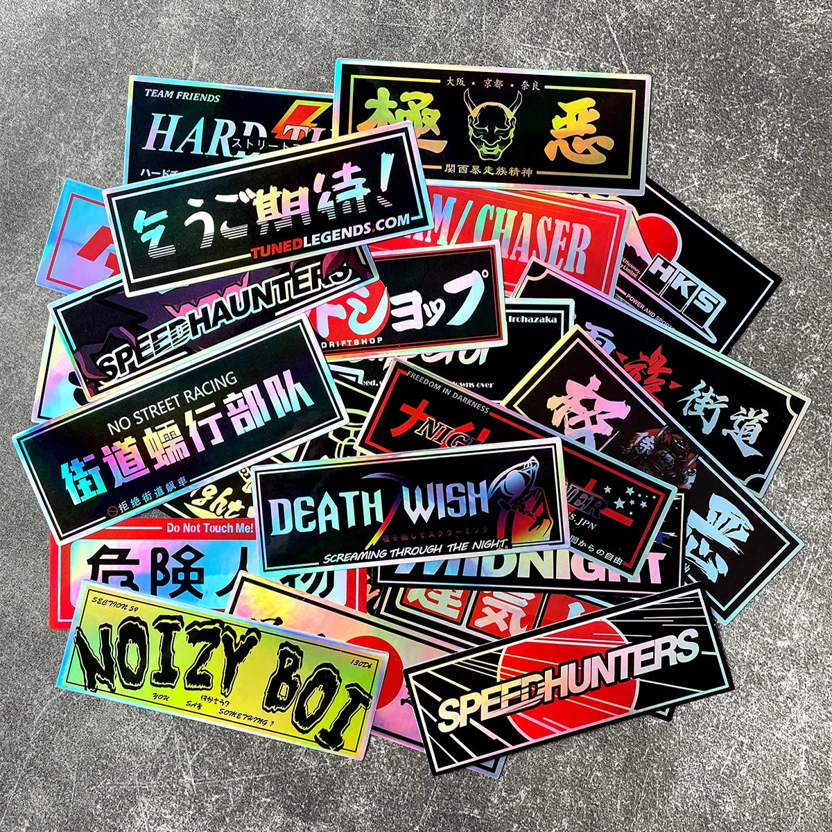 JDM Samurai Laser Rainbow Stickers for Car Window and Motorcycle Helmet