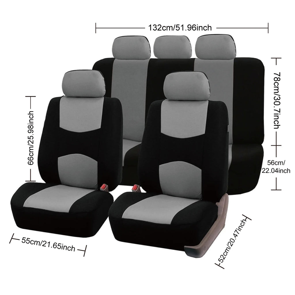 Universal Polyester Car Seat Cover Set, 4 or 9 Pieces