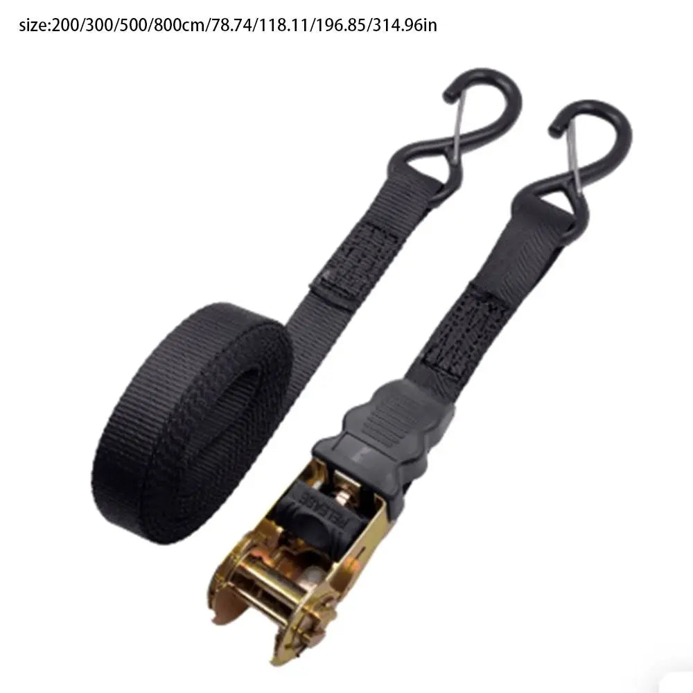 Black Polyester Ratchet Tie Down Straps 25mm Wide Rust-Proof Lashing Straps