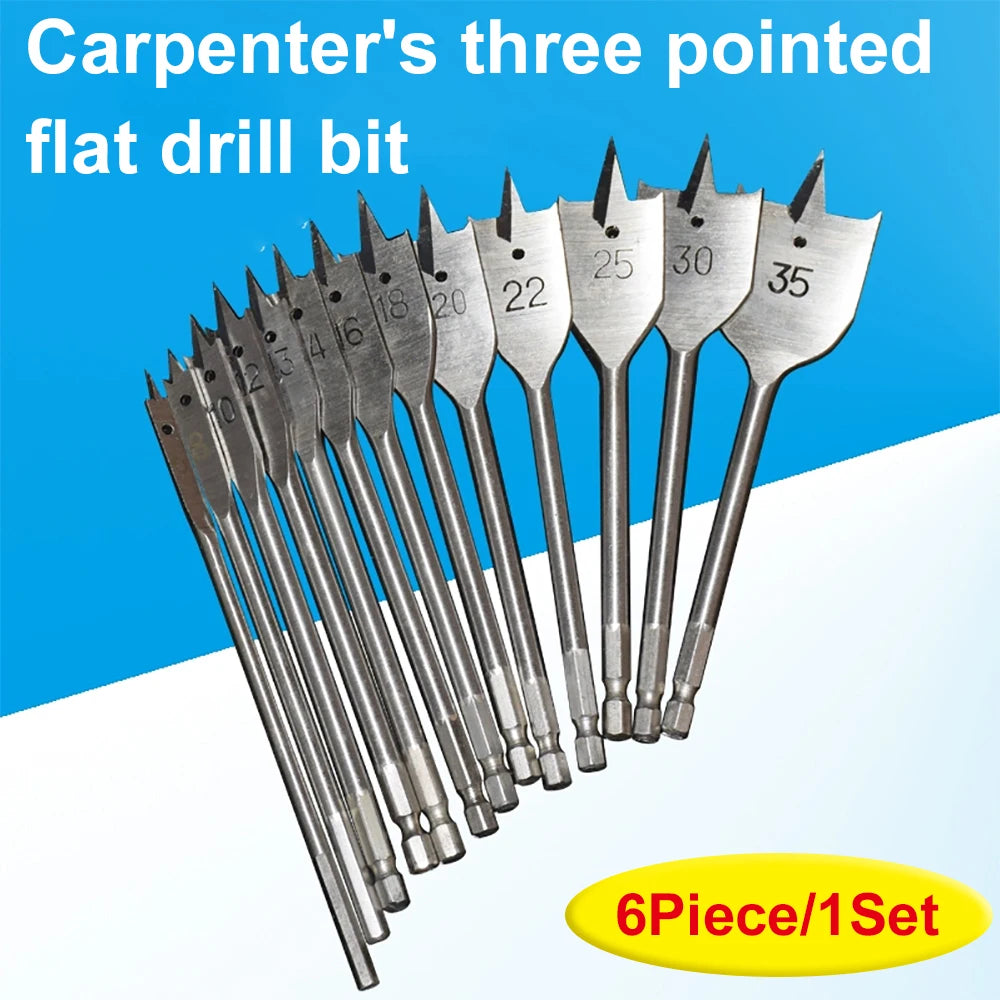 1 Set 10-20 MM Shovel Shaped Drill Bits, Woodworking Three-Point Positioning Flat Drill Bits, and Quick Woodworking Drill Tool K