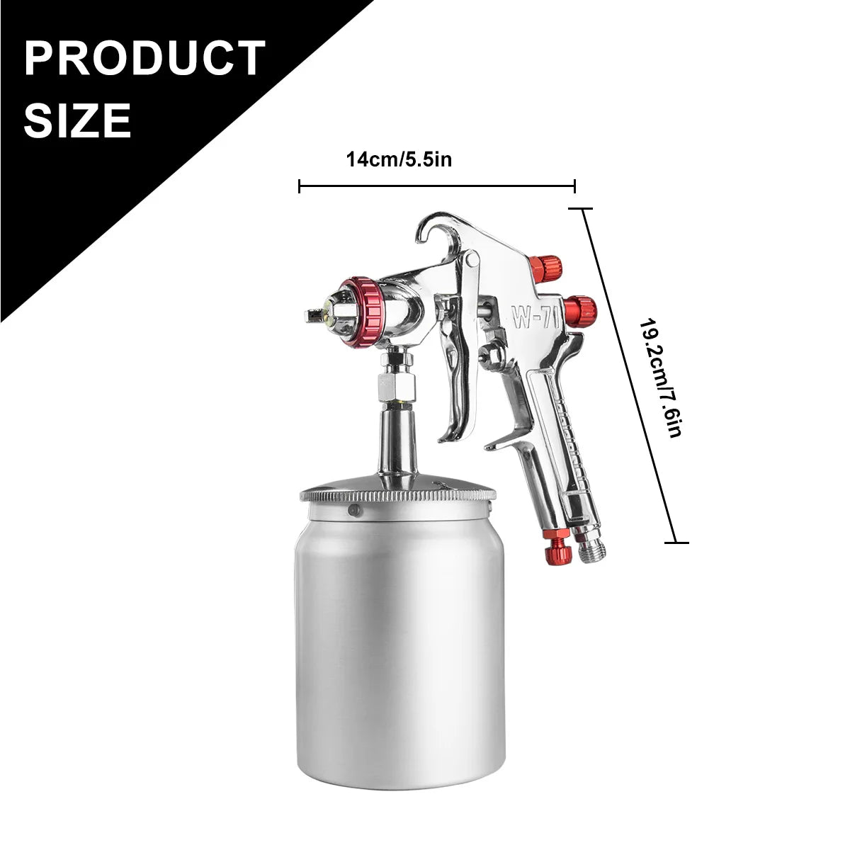 W-71 Pneumatic Paint Spray Gun 1.0/1.3/1.5/1.8mm, 400/600ml Paint Spray Gun Tool Paint Auto Aerograph Tool, Gravity/Siphon