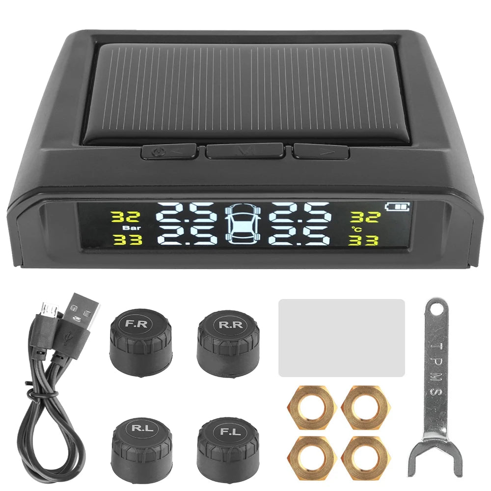 Solar Tire Pressure Monitoring System with External TPMS Sensors