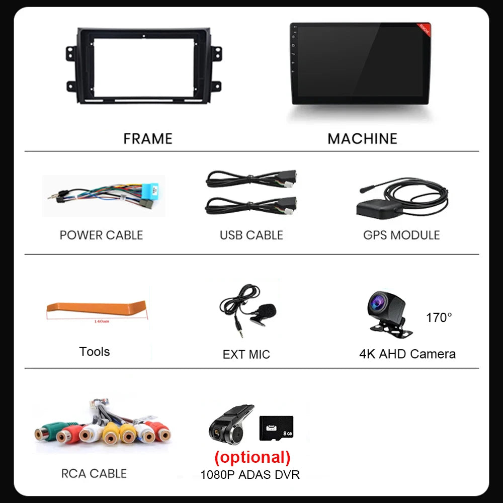 Android 16 Car Radio 2 Din 9-inch GPS CarPlay Suzuki SX4 Fiat Sedici - image 6