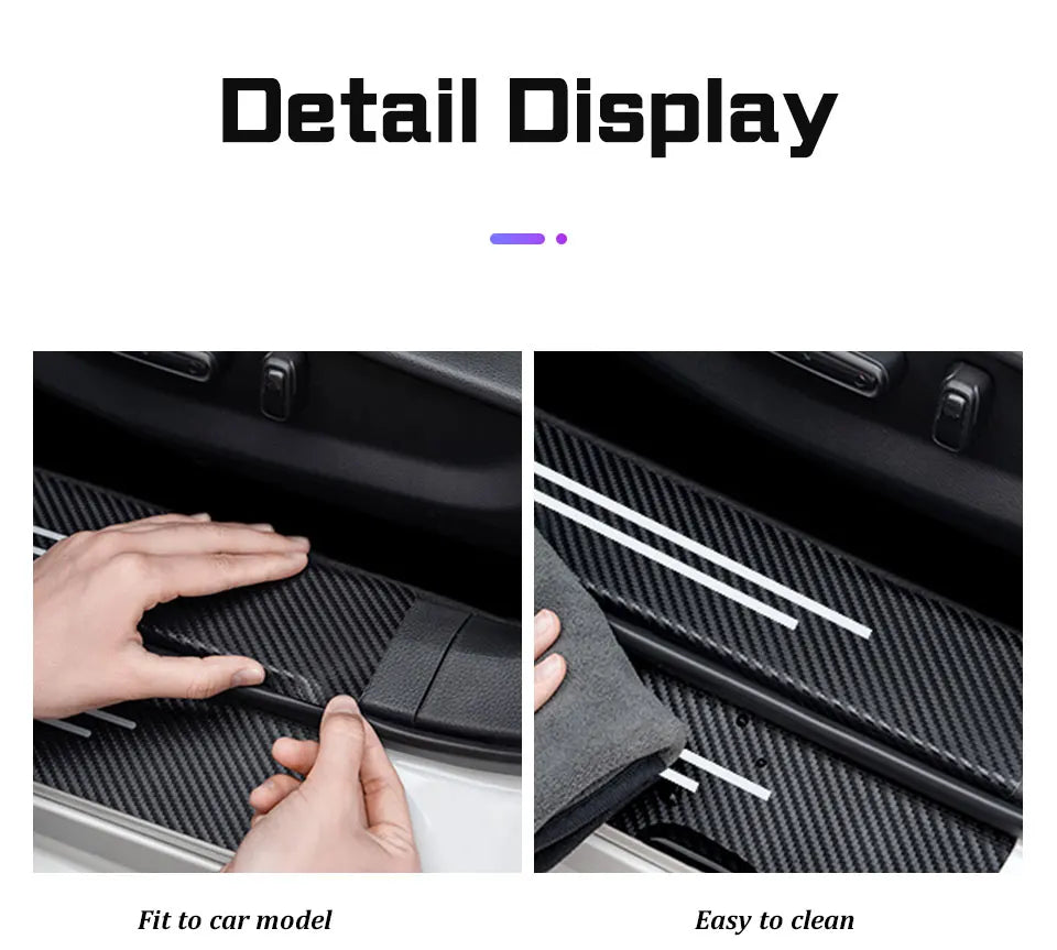 Universal Carbon Fiber Pattern Door Threshold Protector Strips