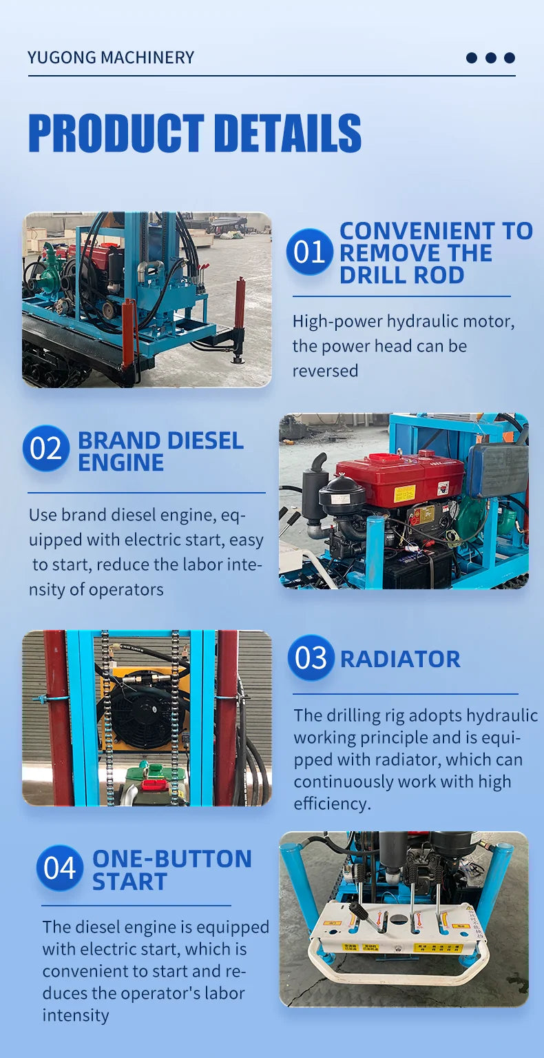 120m Portable Hydraulic Water Well Drilling Rig, Diesel Powered - view 12