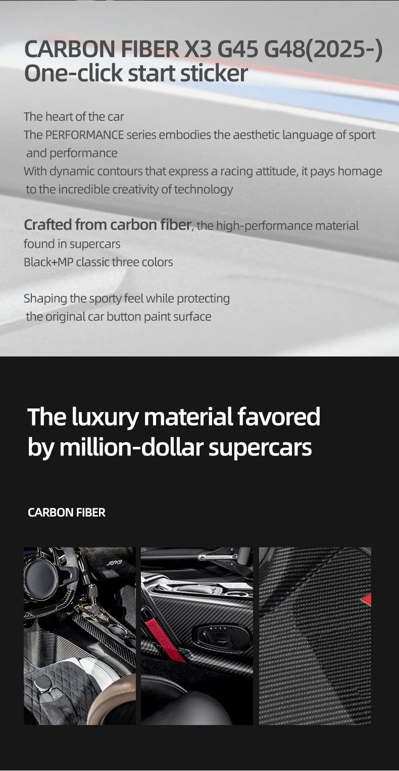 Carbon Fiber Look Start/Stop Button Sticker for 5 Series, X3