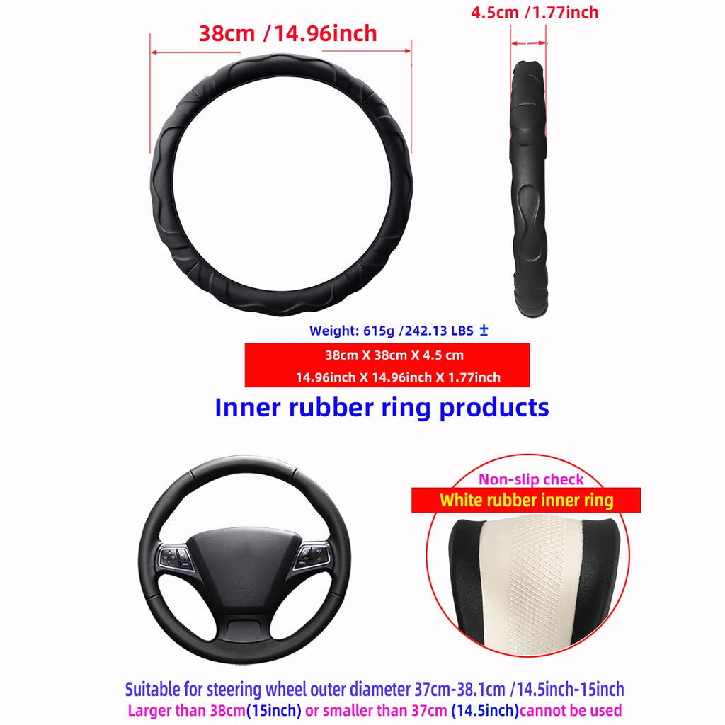 Faux Lambskin Plush Steering Wheel Cover, 14.5 to 15 Inch