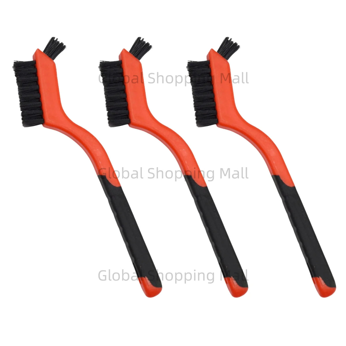 3-Piece Wire Brush Set – Brass, Stainless Steel & Nylon, Curved Handle
