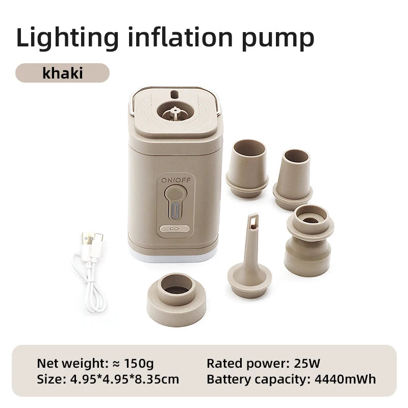 3 in 1 Mini Electric Inflatable Pump with Lights Wireless Air Compressor Inflate Deflate Air Pumps for Hiking Camping Equipment