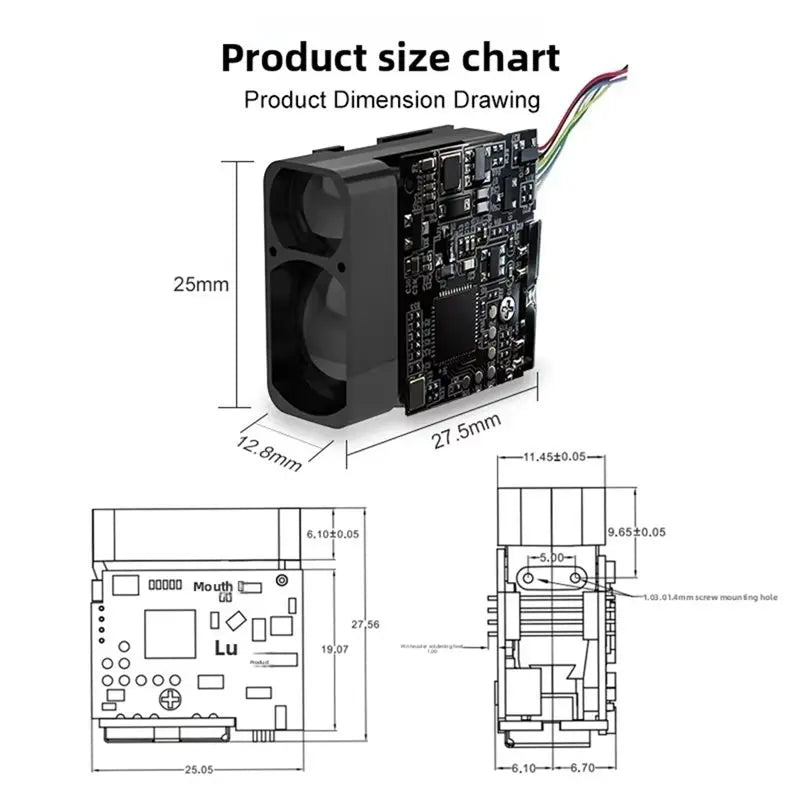 Laser Distance Measurement Module 1000M Fast Response≤ 200Ms For Outdoor Sports For Aviation/Railway Accuracy± 0.6 Meters