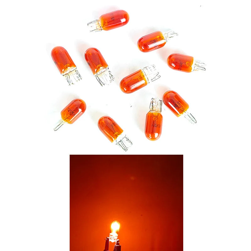 T10 W5W 194 501 Glass Wedge Car Bulbs 12V 5W, 10 Pack