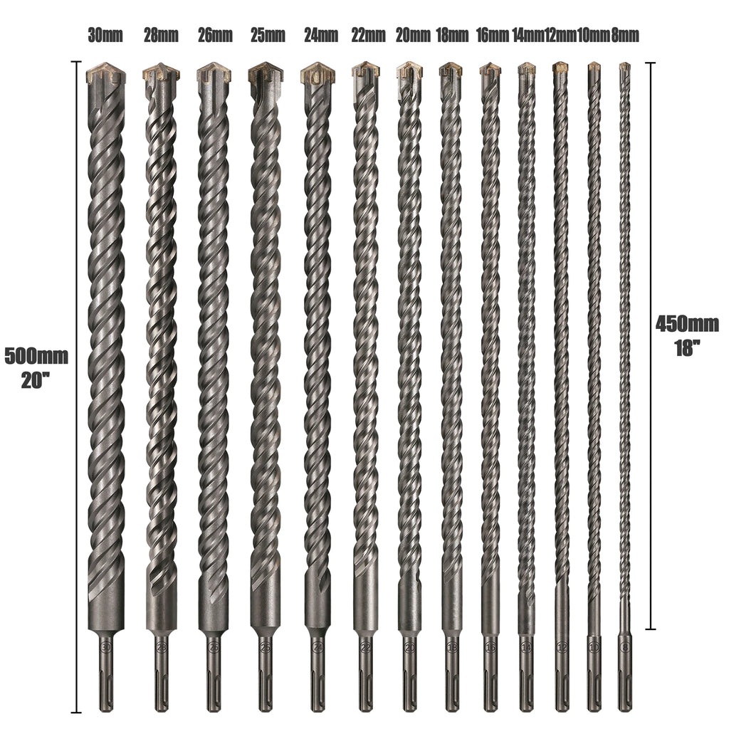 Extended Cross Electric Hammer Drill 110-500mm SDS Plus Through Wall Reinforced Concrete Hard Alloy Four Blade Impact Drill Bit