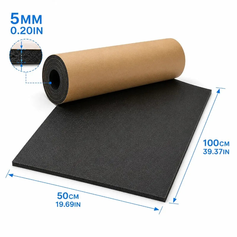 Self adhesive closed cell foam roll, car heat and sound insulation 5 to 20mm