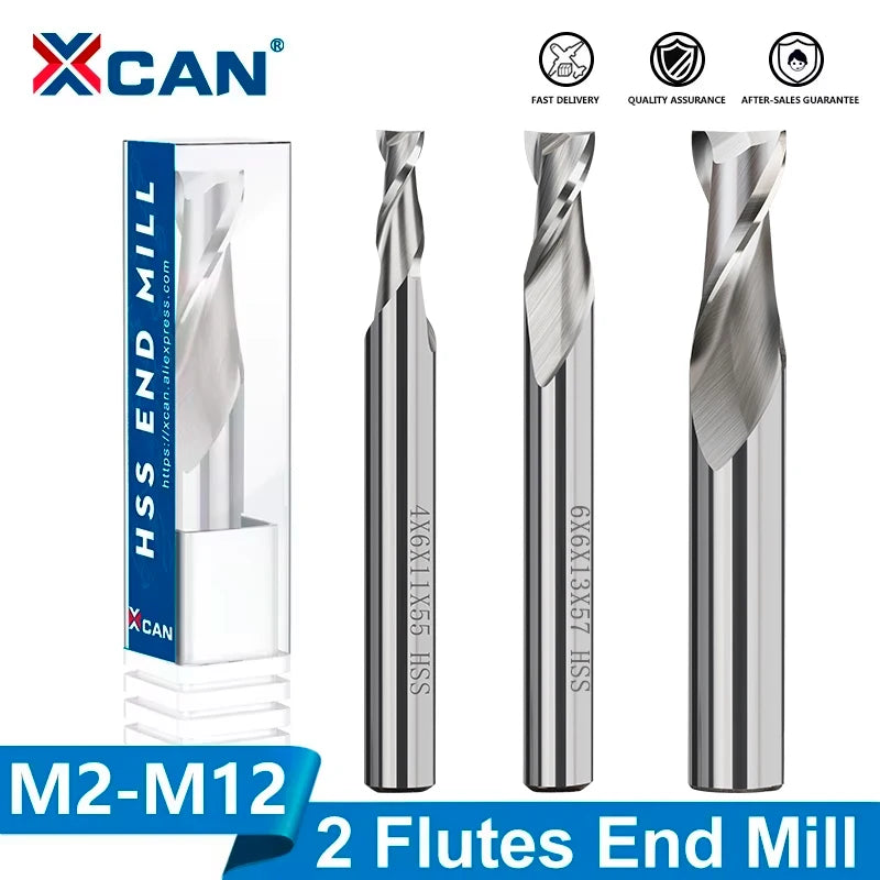 HSS 2 Flute End Mill 2-12mm Straight Shank CNC Milling Cutter