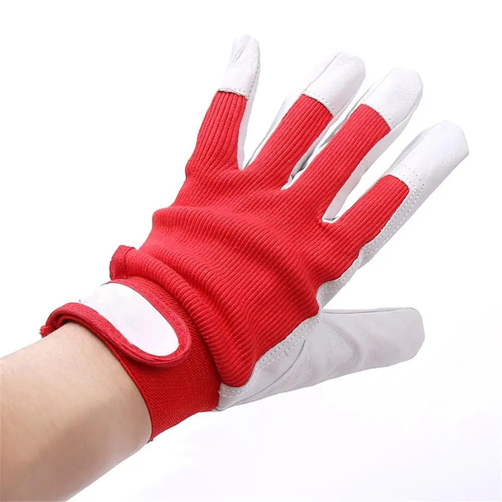 1pair Mechanic Work Glove Leather Welding Coat Heavy Industrial Glove Red White Heavy Sports Protective Gloves Sport Glove