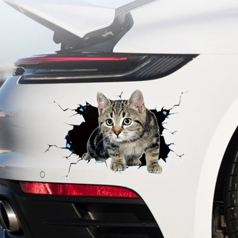 3D Peeking Cat Car Sticker, Funny Waterproof Vinyl Decal