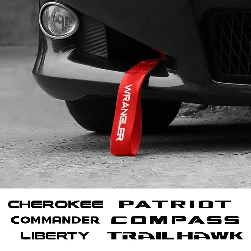 Jeep Grille Red Decorative Tow Rope - Wrangler Renegade Cherokee