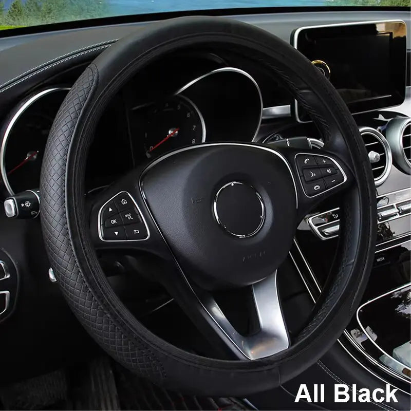 Full-Wrapped Car Steering Wheel Cover Anti-Slip Wear-Resistant Universal 37-39cm