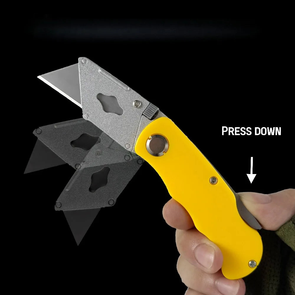Utility Knife  Retractable Sharp Cut Heavy-duty Folding Knife Aluminum Plastic Handle Blade With Lock Portable Set