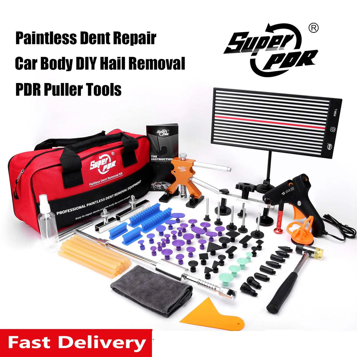 Car Dent Removal Kit - Paintless PDR Repair Tool with Glue Gun