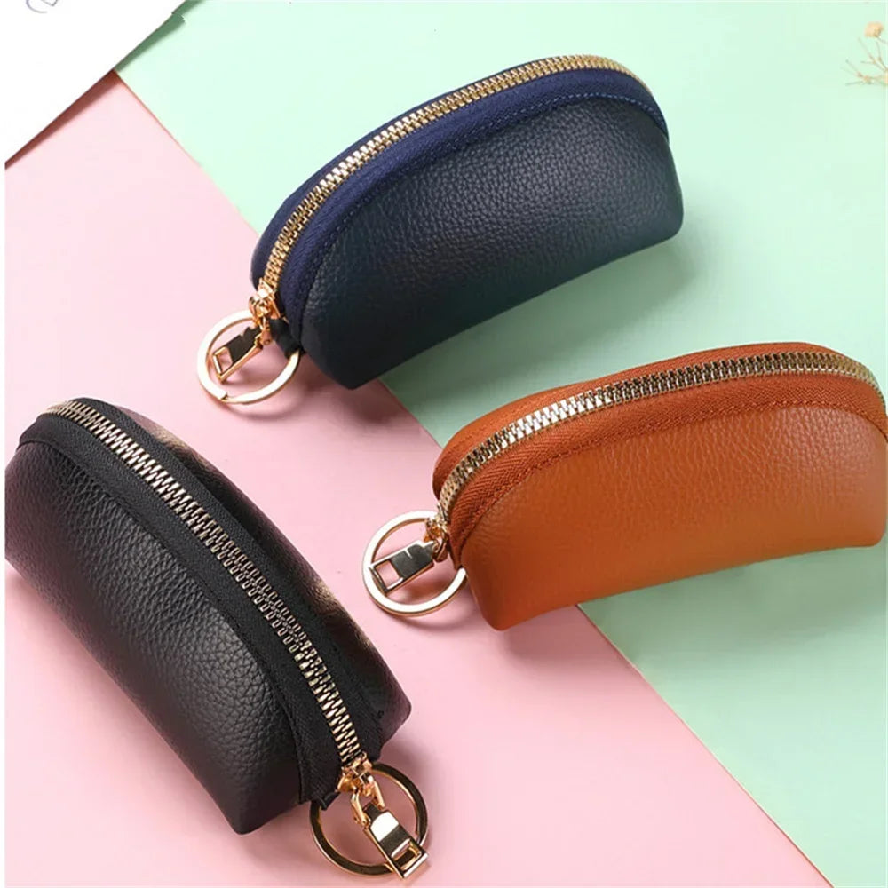 Car Keychain Covers Men Key Holder Leather Car Key Wallets Housekeeper Keys Organizer Zipper Key Case Bag Pouch Purse