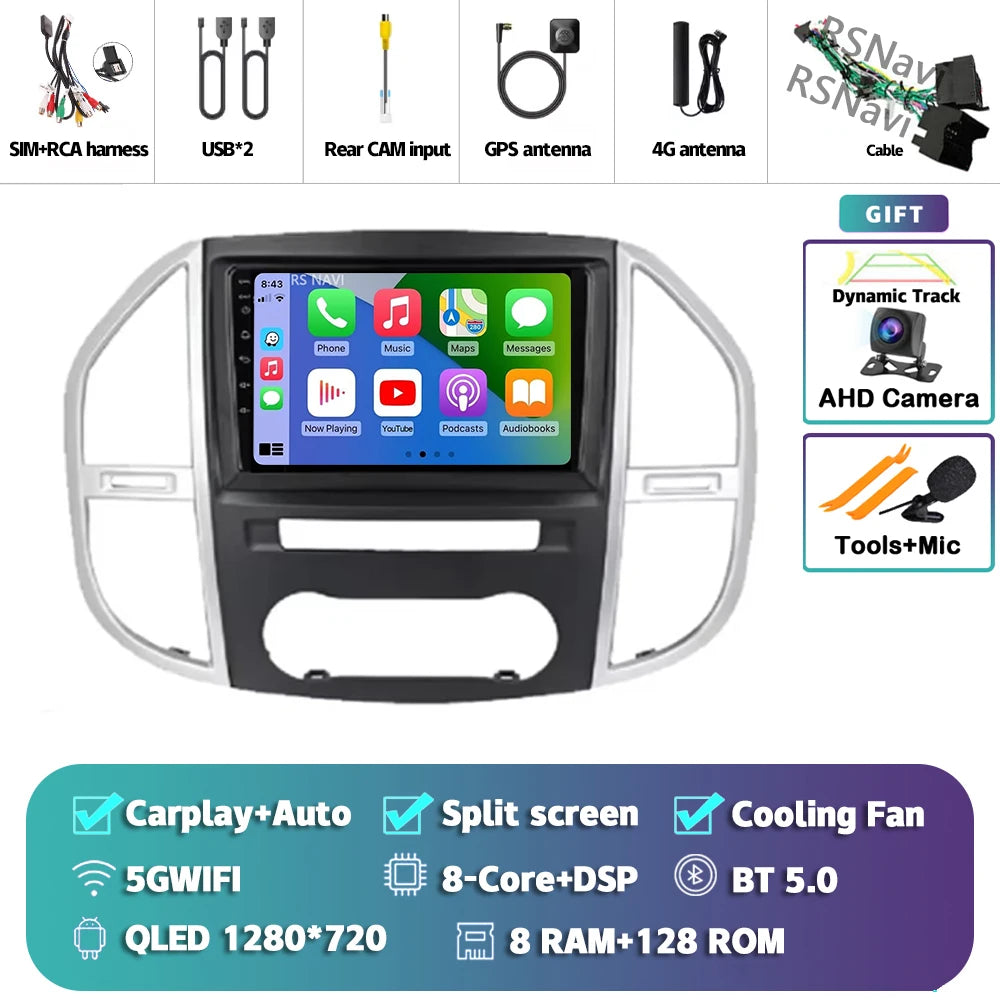 9" CarPlay Android Auto GPS Stereo for Mercedes Vito W447 - image 7