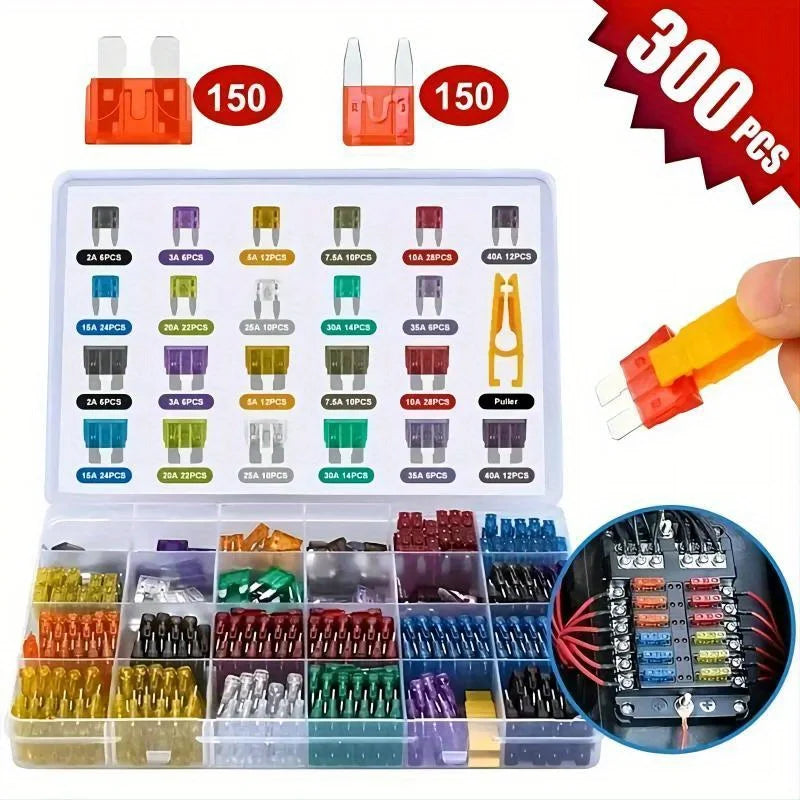 300-Piece Car Blade Fuse Kit with Box