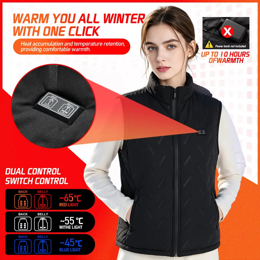 USB Heated Vest – 9 Heating Zones, 3 Temperature Levels