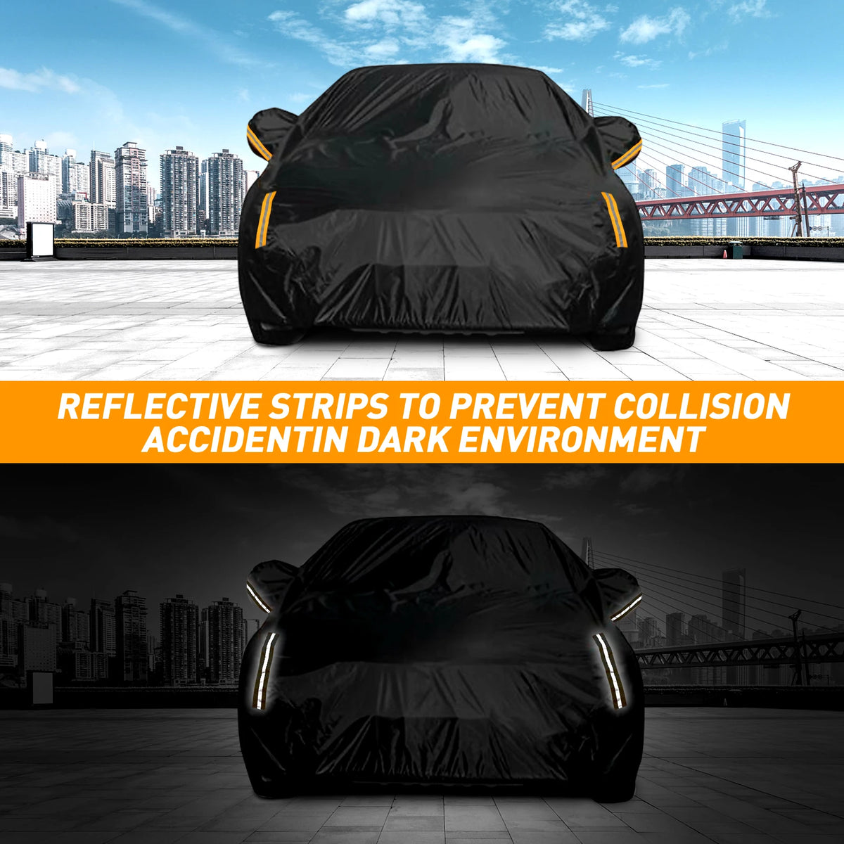SUV Car Cover with Driver Door Zipper and Wheel Straps