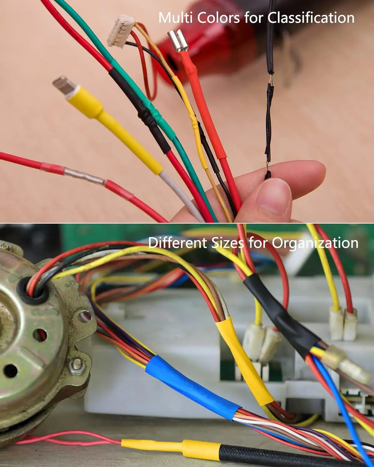 580 pieces of 2:1 heat shrink tubing kit, various types of conduit wrapped cable kits, ndustrial heat shrink tubing