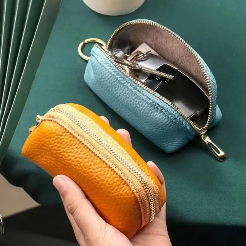 Car Keychain Covers Men Key Holder Leather Car Key Wallets Housekeeper Keys Organizer Zipper Key Case Bag Pouch Purse